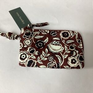 Vera Bradley Brown Zip Wristlet Bubbly Flowers Cinnamon 6 x 4 “